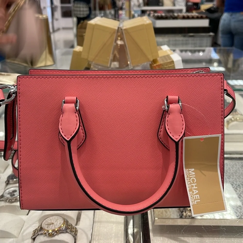 MICHAEL KORS
Sheila Small Faux Saffiano Leather Satchel
Tea Rose 
NWT - Picture 10 of 16